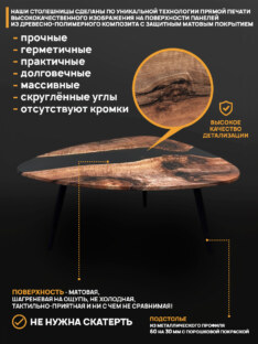 Стол журнальный медиатор дизайнерский лофт THETABLE RU 89х66 3.8/8.1-3