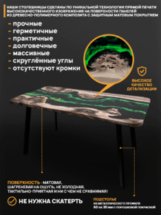Стол кухонный обеденный прямоугольный дизайнерский лофт THETABLE RU 120х80 4.14/4.1