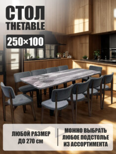 Стол кухонный обеденный прямоугольный дизайнерский лофт THETABLE 250х100 3.27/3.1