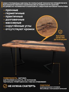 Стол кухонный обеденный прямоугольный дизайнерский лофт THETABLE RU 140х80 3.12/3.1