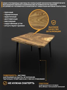 Стол кухонный обеденный квадратный дизайнерский лофт THETABLE 80х80 9.2/6.1