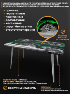 Стол кухонный обеденный прямоугольный дизайнерский лофт THETABLE RU 160х80 4.19/6.2