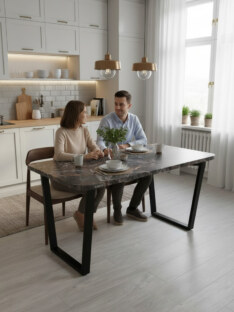 Стол кухонный обеденный прямоугольный дизайнерский лофт THETABLE RU 160х80 2.26/2.1