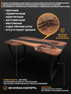 Стол компьютерный с вырезом дизайнерский лофт THETABLE 160х80 3.8/2.1