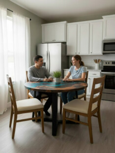 Стол кухонный обеденный круглый дизайнерский лофт THETABLE RU 100х32 4.5/1.1