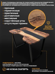 Стол компьютерный с вырезом дизайнерский лофт THETABLE RU 120х80 3.12/2.1