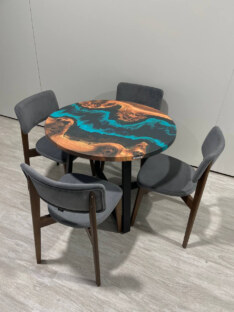 Стол кухонный обеденный круглый дизайнерский лофт THETABLE RU 100х32 4.5/1.1