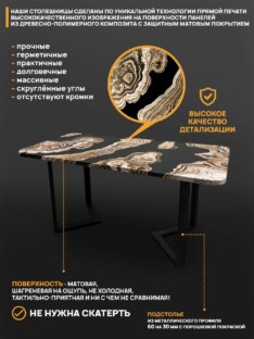 Стол кухонный обеденный прямоугольный дизайнерский лофт THETABLE RU 160х80 2.71/3.1