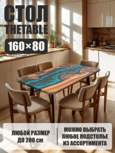 Стол кухонный обеденный прямоугольный дизайнерский лофт THETABLE 160х80 4.5/4.1