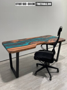 Стол письменный с вырезом дизайнерский лофт THETABLE RU 180х80 4.5/2.1 Стол письменный с вырезом дизайнерский лофт THETABLE RU 180х80 4.5/2.1