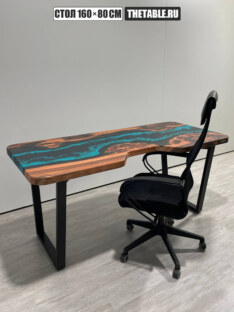 Стол письменный с вырезом дизайнерский лофт THETABLE RU 160х80 4.5/2.1 Стол письменный с вырезом дизайнерский лофт THETABLE RU 160х80 4.5/2.1