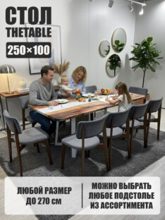 Стол кухонный обеденный прямоугольный дизайнерский лофт THETABLE 250х100 3.11/1.2
