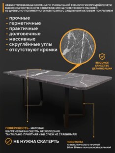 Стол кухонный обеденный прямоугольный дизайнерский лофт THETABLE RU 200х90 2.12.2/1.1