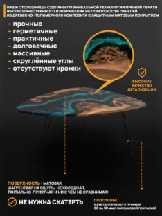 Стол журнальный медиатор дизайнерский лофт THETABLE RU 89х66 4.5/9.1-3