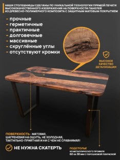 Стол кухонный обеденный прямоугольный дизайнерский лофт THETABLE RU 160х80 3.8/2.1