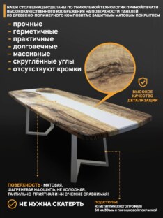 Стол кухонный обеденный евро дизайнерский лофт THETABLE RU 250х100 3.24/1.2