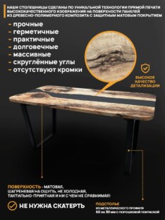 Стол письменный прямоугольный дизайнерский лофт THETABLE RU 140х80 3.25/2.1