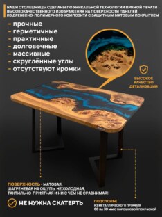 Стол кухонный обеденный прямоугольный дизайнерский лофт THETABLE RU 120х80 4.1/1.1