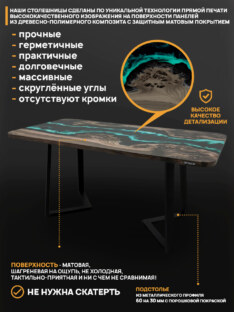 Стол кухонный обеденный прямоугольный дизайнерский лофт THETABLE RU 160х80 4.9/1.1