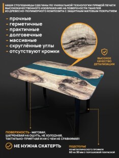 Стол кухонный обеденный прямоугольный дизайнерский лофт THETABLE RU 220х90 3.29/1.1