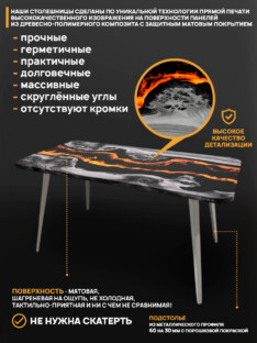 Стол кухонный обеденный прямоугольный дизайнерский лофт THETABLE RU 120х80 4.20/6.2