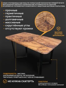 Стол кухонный обеденный прямоугольный дизайнерский лофт THETABLE RU 140х80 1.18/3.1