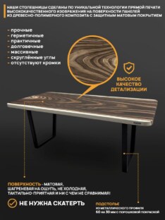 Стол кухонный обеденный прямоугольный дизайнерский под дерево THETABLE RU 140х80 17.1/2.1 Стол кухонный обеденный прямоугольный дизайнерский под дерево THETABLE RU 140х80 17.1/2.1
