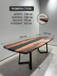 Стол кухонный обеденный евро дизайнерский лофт THETABLE RU 250х100 3.8/1.1