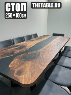 Стол кухонный обеденный прямоугольный дизайнерский лофт THETABLE RU 250х100 3.1/3.1