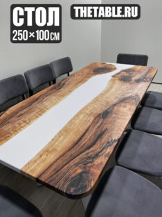 Стол кухонный обеденный прямоугольный дизайнерский лофт THETABLE RU 250х100 3.11/1.2
