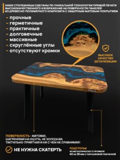 Стол журнальный прямоугольный дизайнерский лофт THETABLE RU 80х50 4.1/5.1