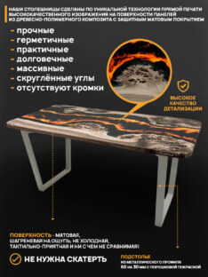 Стол кухонный обеденный прямоугольный дизайнерский лофт THETABLE RU 180х80 4.15/2.2