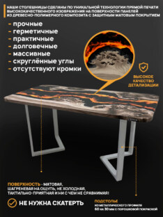 Стол кухонный обеденный прямоугольный дизайнерский лофт THETABLE RU 180х80 4.15/3.2