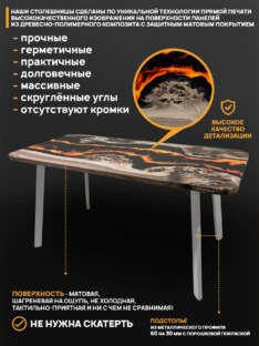 Стол кухонный обеденный прямоугольный дизайнерский лофт THETABLE RU 120х80 4.15/4.2